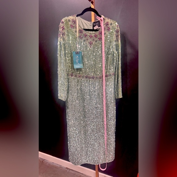 Mac Duggal Sequin and Crystal dress midi 93568 evening party wedding designer - Picture 6 of 12